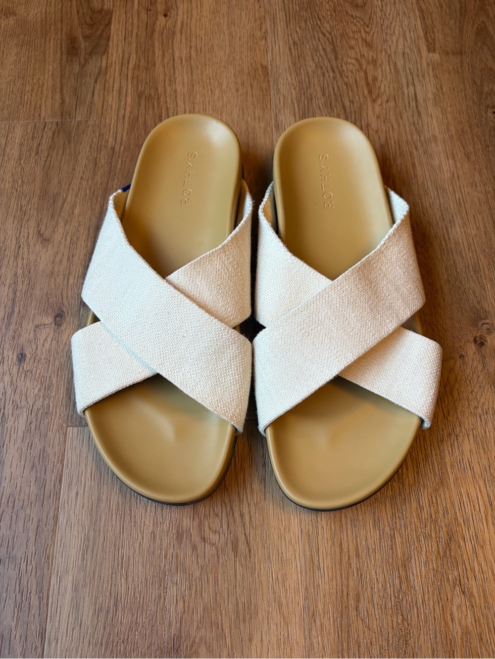 Rothy’s The Weekend Slide Oat Hemp Crisscross Sandals Women’s Size 11
